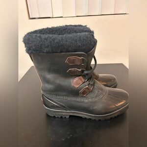 Vintage Sorel Leather Duck Boots Womens 9 Waterproof Made In Canada Felt Lined